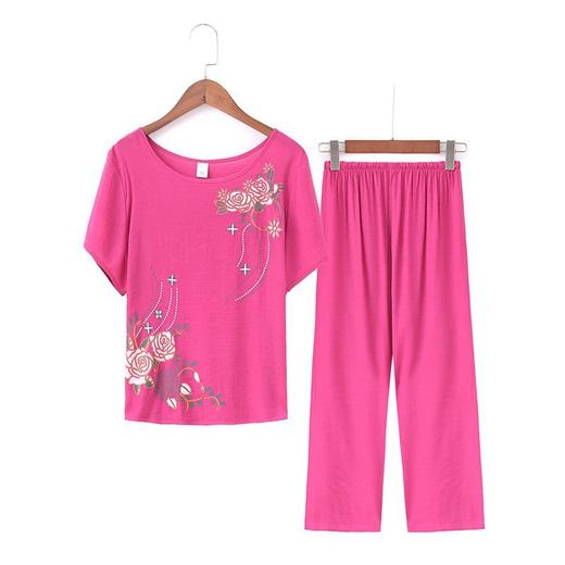 MQ-3427-2017夏季新款宽松凉爽短袖上衣七分裤棉麻两件套YY 商品图2