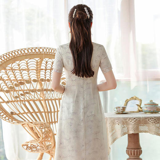 WXY-2140新款改良雪纺中国风短中式连衣裙 商品图4