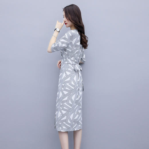 XFFS-WR31759女人味印花连衣裙夏新款韩版气质淑女优雅修身高腰一步裙 商品图3