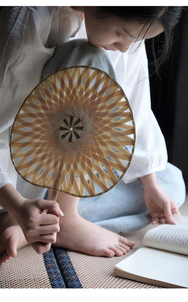 竹加手工竹编扇子女家用古风团扇蒲扇竹扇夏日纳凉扇复古工艺扇