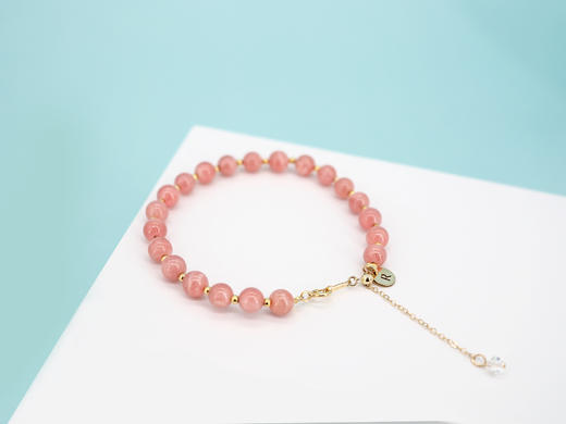 【蜜桃多多】天然红纹石手链 施华洛世奇 14k注金 原创小众 商品图3