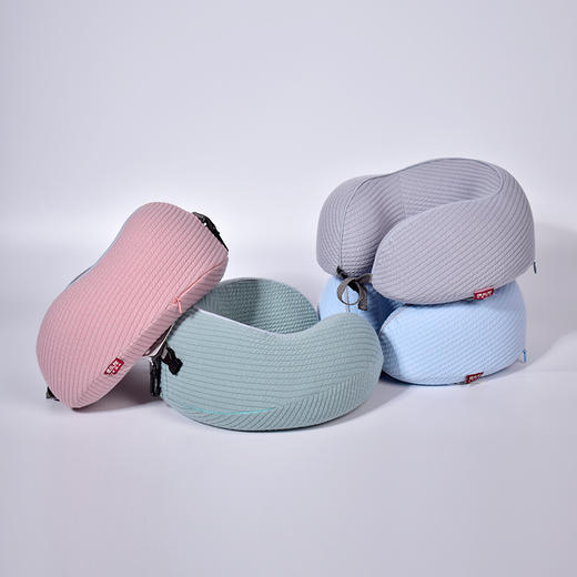 花卷旅行枕 便携记忆U型枕头螺纹针织棉布颈枕脖枕JF20124 商品图1