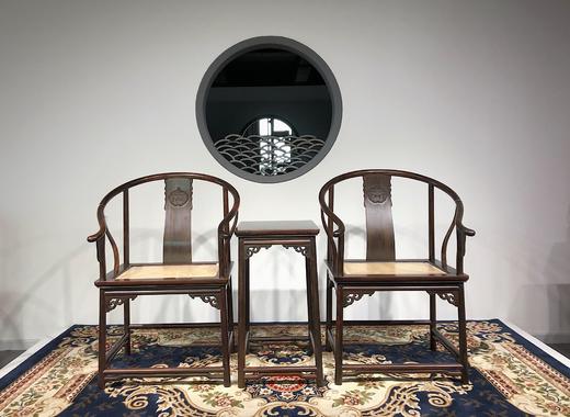 红桥红  家具严选  大红酸枝(交趾黄檀）  【藤面 恭王府寿字纹圈椅三件套】 商品图0