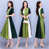 HR-WX23629韩版时尚气质个性拼色修身高腰连衣裙 商品缩略图0