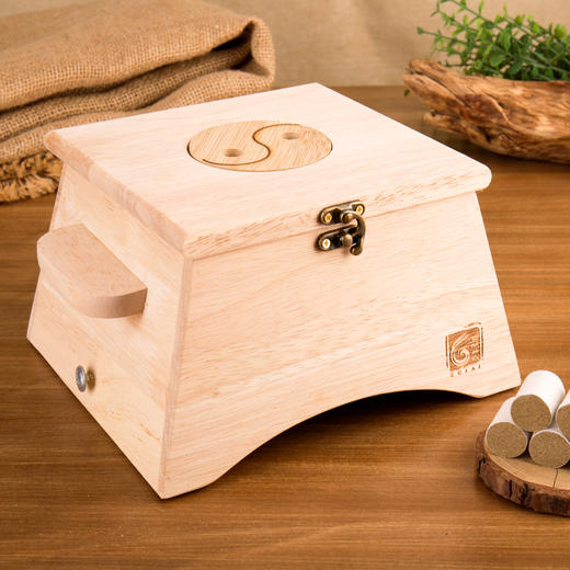 浙里有艾新款橡木制四孔大艾灸盒家用四柱艾绒罐妇科腹部灸具背部胸部