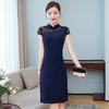 XFFS-980夏季百搭气质优雅收腰显瘦针织提花包旗袍连衣裙 商品缩略图3