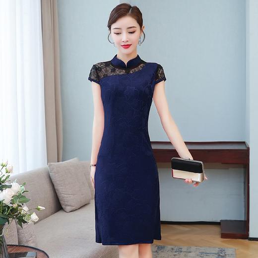 XFFS-980夏季百搭气质优雅收腰显瘦针织提花包旗袍连衣裙 商品图3