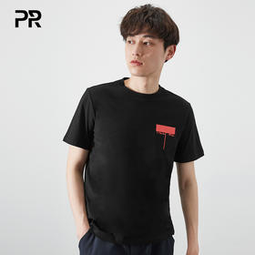 PR夏季新款短袖T恤男纯棉个性时尚潮流袖口印花#PB144008C
