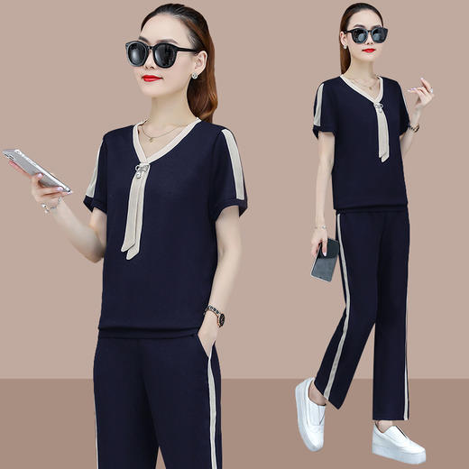 XFFS-1052妈妈休闲新款中年洋气运动两件套装 商品图0