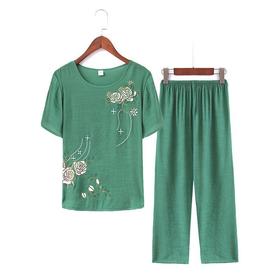 MQ-3427-2017夏季新款宽松凉爽短袖上衣七分裤棉麻两件套YY