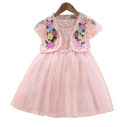 ALBL-6080夏装新款儿童披肩两件套宝宝洋气公主裙 商品图4