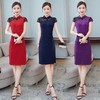 XFFS-980夏季百搭气质优雅收腰显瘦针织提花包旗袍连衣裙 商品缩略图0