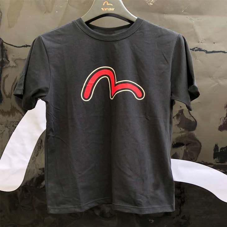 evisu福神新品笑脸佛头印花logo宽松休闲短袖情侣t恤ev1001