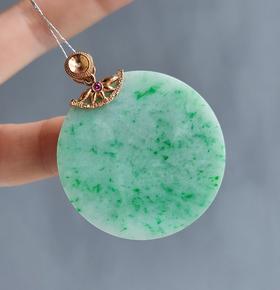 18K镶嵌翡翠无事牌吊坠