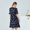 EITIE爱特爱夏季新款时尚荷叶V领喇叭袖印花百褶连衣裙女B2007438 商品缩略图3