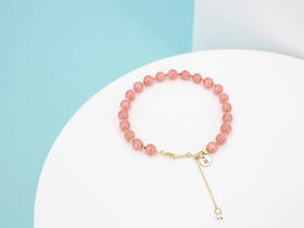 【蜜桃多多】天然红纹石手链 施华洛世奇 14k注金 原创小众