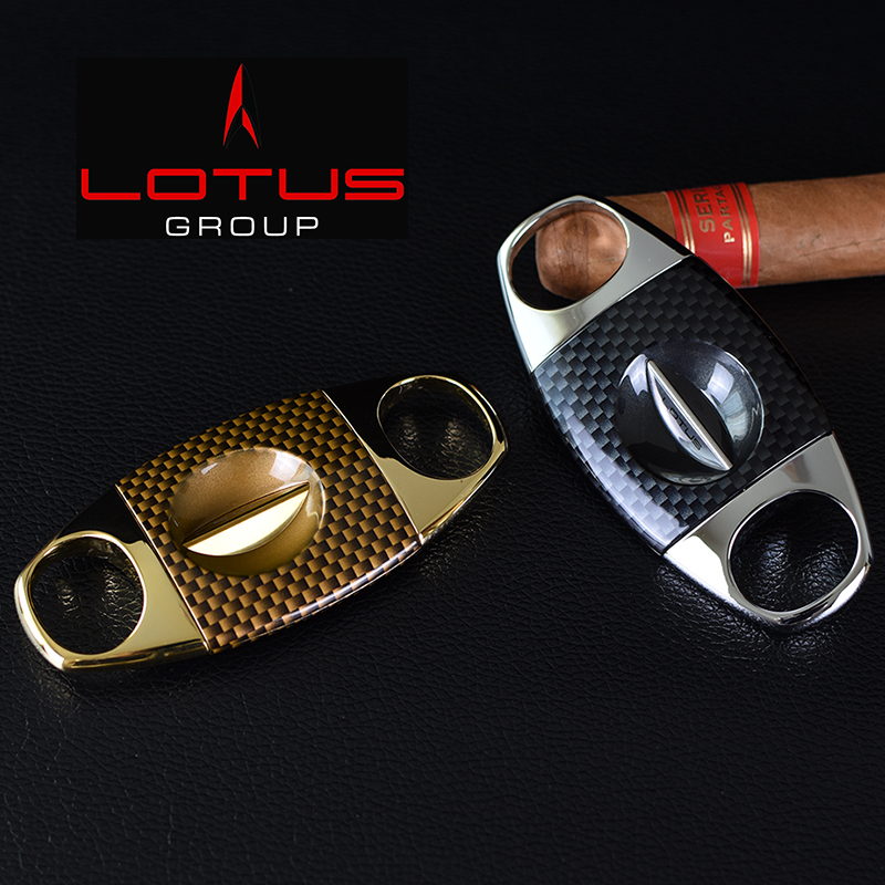 美国Lotus Cigar Cutter 莲花雪茄剪刀 碳纤维外壳 V剪