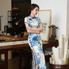 SZZH-青花瓷中国风真丝长款旗袍 商品缩略图1