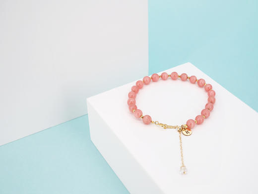 【蜜桃多多】天然红纹石手链 施华洛世奇 14k注金 原创小众 商品图1