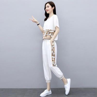 XFFS-8788欧洲站运动休闲套装宽松韩版短袖九分裤两件套 商品图0