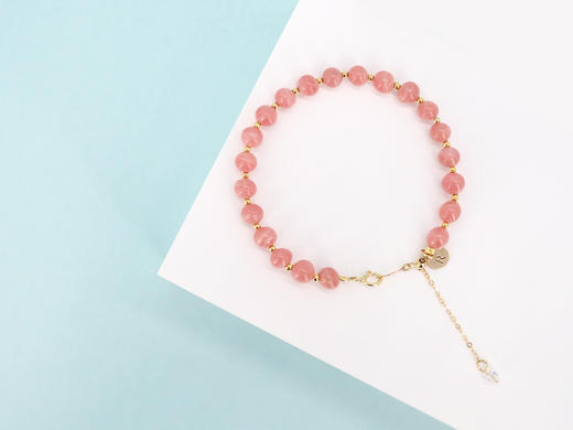 【蜜桃多多】天然红纹石手链 施华洛世奇 14k注金 原创小众 商品图2