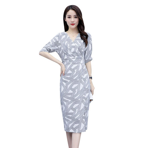 XFFS-WR31759女人味印花连衣裙夏新款韩版气质淑女优雅修身高腰一步裙 商品图4