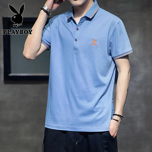 原价298特卖价799花花公子男装男士舒适纯棉简约字母短袖polo衫t恤mt