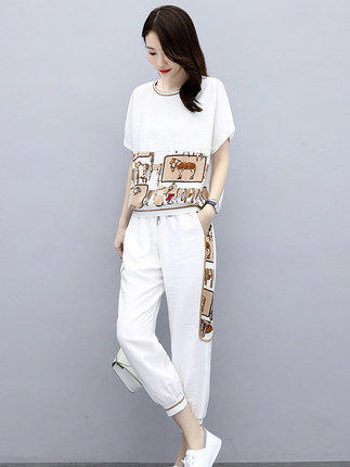 XFFS-8788欧洲站运动休闲套装宽松韩版短袖九分裤两件套 商品图2