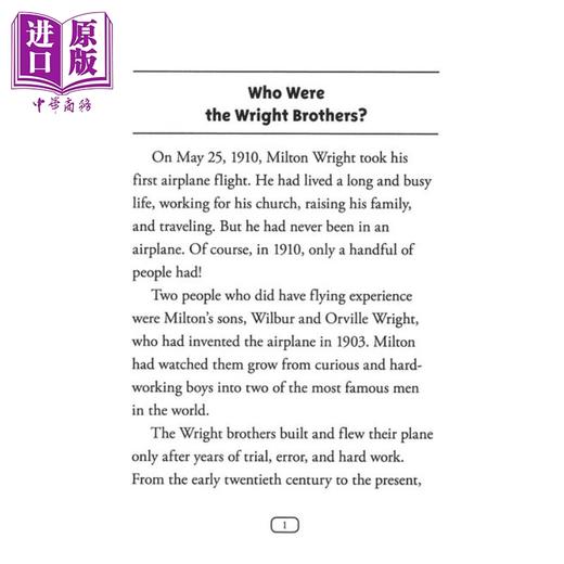 【中商原版】谁是莱特兄弟 Who Were the Wright Brothers 儿童科普文学 人物传记 中小学生读物 英文原版 7-12岁 Who was系列 商品图2