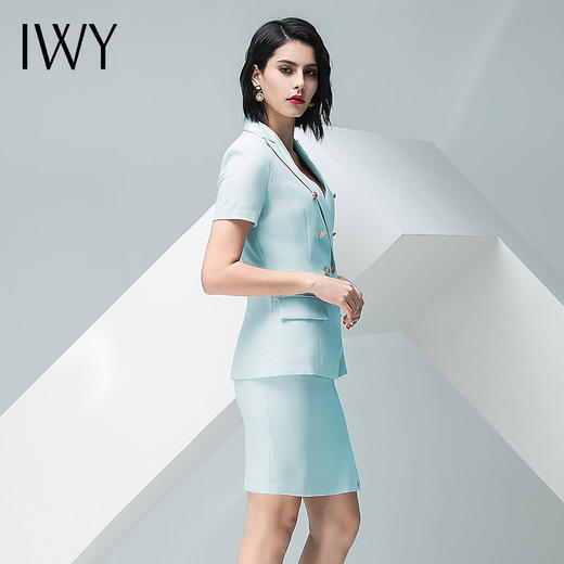 IWY/浅绿色短袖西服半裙套装C10216 S10216 商品图6