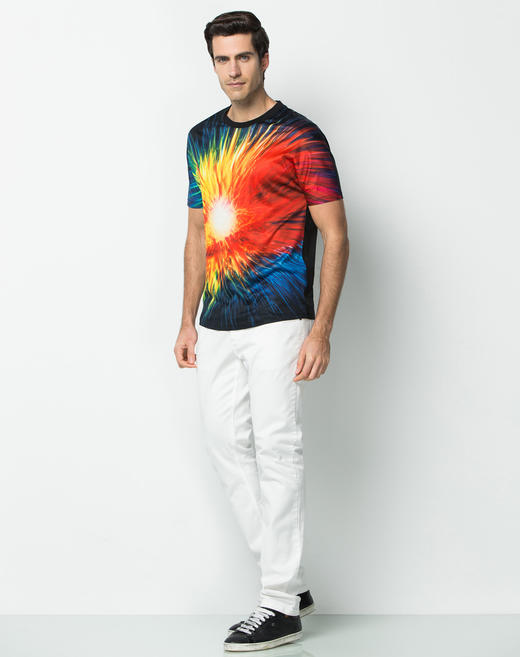 Marco Azzali 黑底宇宙大爆炸数码印花图案圆领T恤 T3668200 商品图3