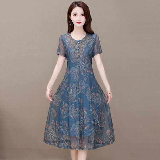 YWE-YDY-JDR2017夏装新款时尚气质显瘦印花连衣裙 商品图1