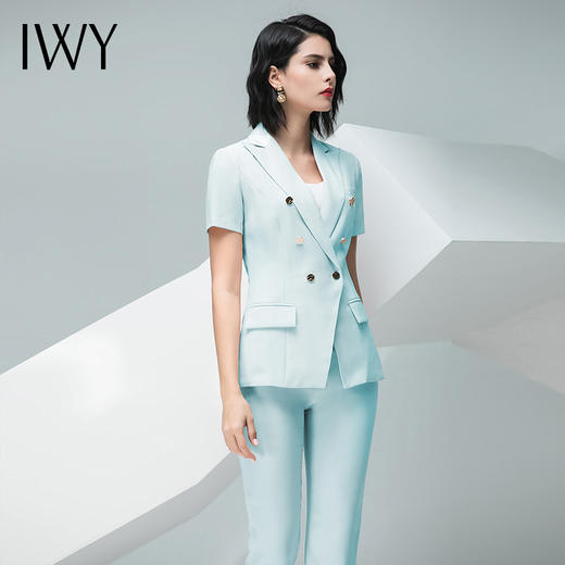 IWY/浅绿色短袖西服长裤套装C10216 P10216 商品图4