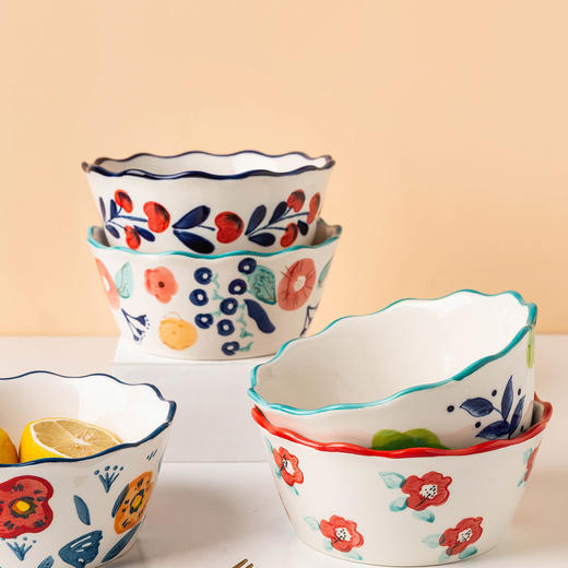 摩登主妇花边碗家用饭碗创意可爱少女心甜品碗面碗单个陶瓷碗餐具 商品图3