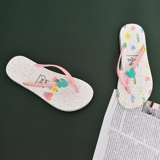 女士夹脚拖外穿夏ins甜美可爱仙人掌平底人字拖PS20806 商品图1