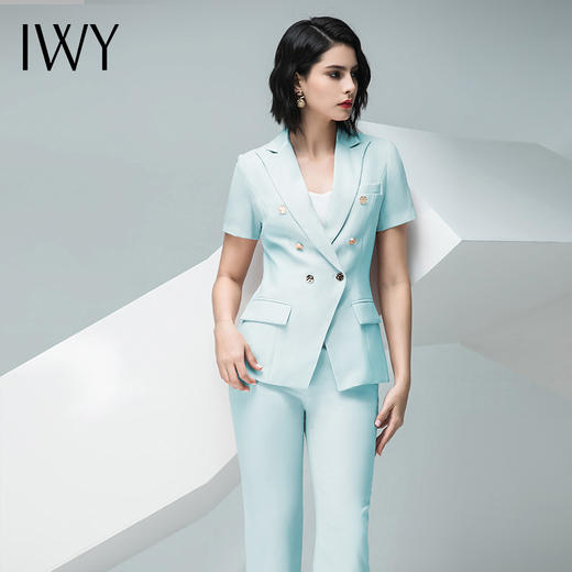 IWY/ 浅绿色粉色短袖西装长裤半裙套装CPS10216 商品图2