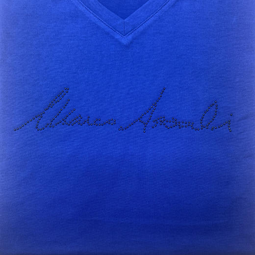 Marco Azzali 亮蓝色珠片V领短袖T恤 T3811600 商品图1