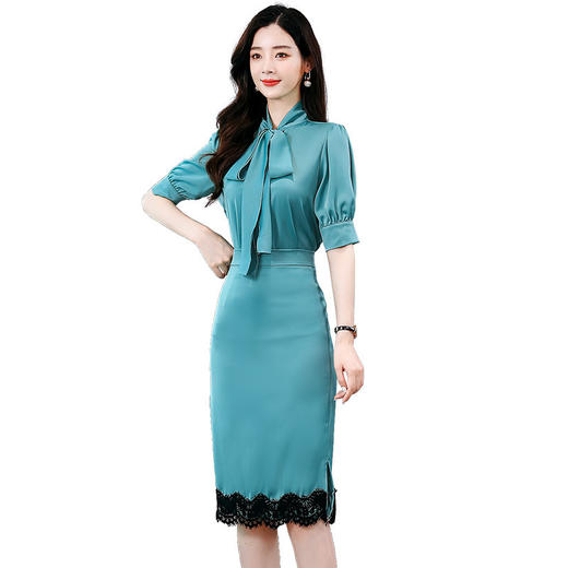 WZNH-MJ2027领结收腰显瘦遮肉俩件套连衣裙 商品图4