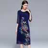 LSNH-JS8399新款民族风雪纺乔其丝花鸟刺绣中长款连衣裙 商品缩略图1