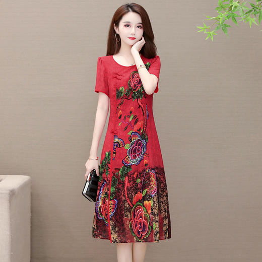 MQ-MBO-036夏装新款洋气贵夫人雪纺改良旗袍连衣裙YY 商品图1