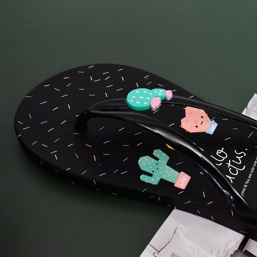 女士夹脚拖外穿夏ins甜美可爱仙人掌平底人字拖PS20806 商品图5