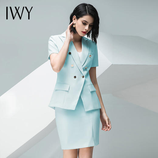 IWY/浅绿色短袖西服半裙套装C10216 S10216 商品图2