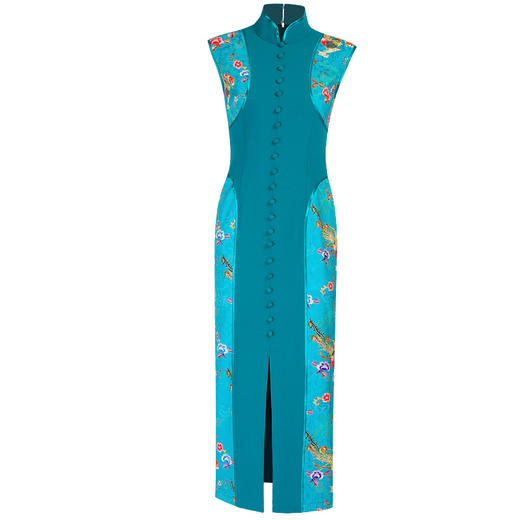 DLQ-A2290新品长款优雅走秀演出服中国风复古印花连衣裙 商品图3