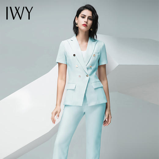IWY/ 浅绿色粉色短袖西装长裤半裙套装CPS10216 商品图3