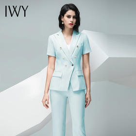 IWY/ 浅绿色粉色短袖西装长裤半裙套装CPS10216