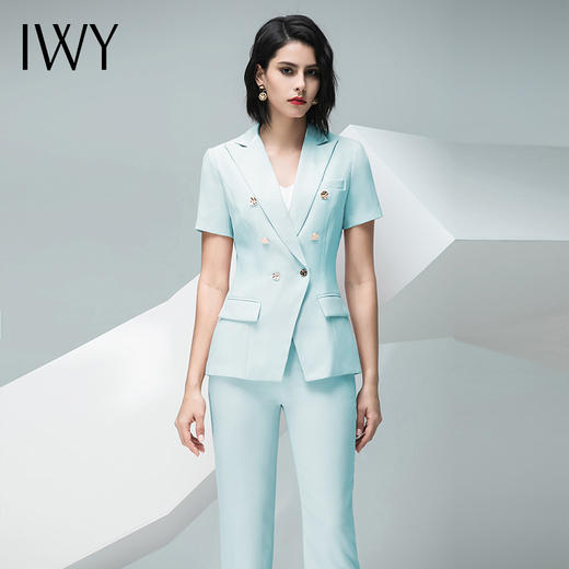 IWY/ 浅绿色粉色短袖西装长裤半裙套装CPS10216 商品图0