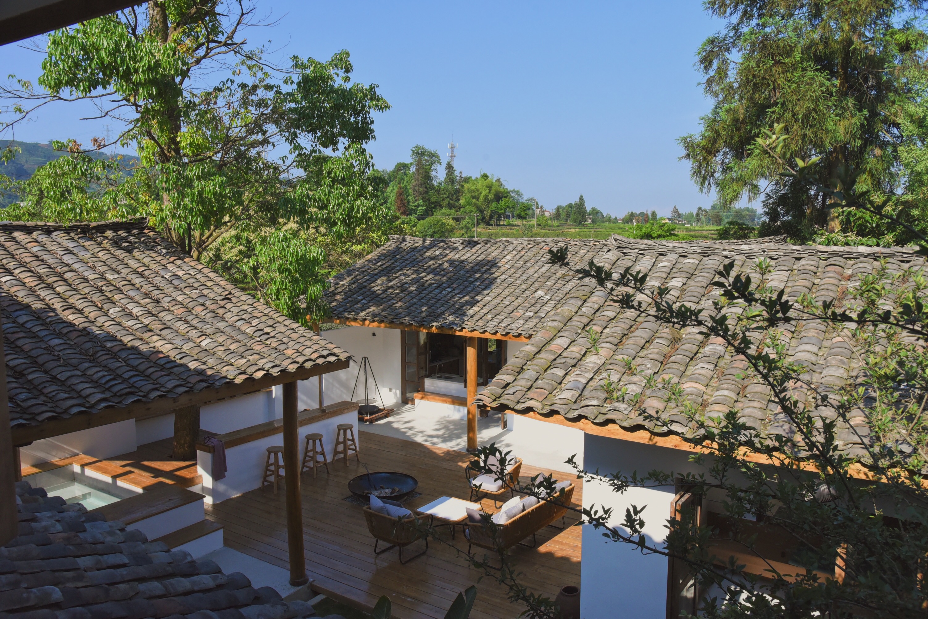 【雅安240号院】2房/3房/6房温泉私汤小院，万亩茶园里的院子，可采茶、K歌、地暖、篝火、骑行、手工hty