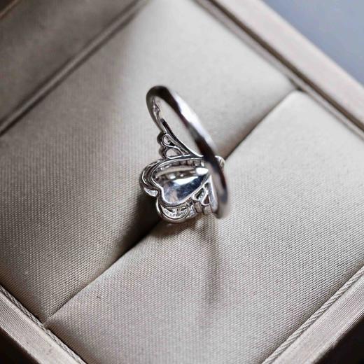 高冰种阳绿翡翠戒指18k白金钻石镶嵌 商品图5