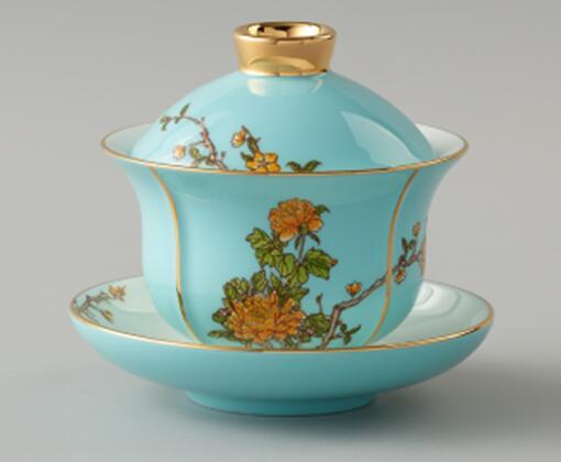 夫人瓷-西湖蓝3头盖碗(120ml)