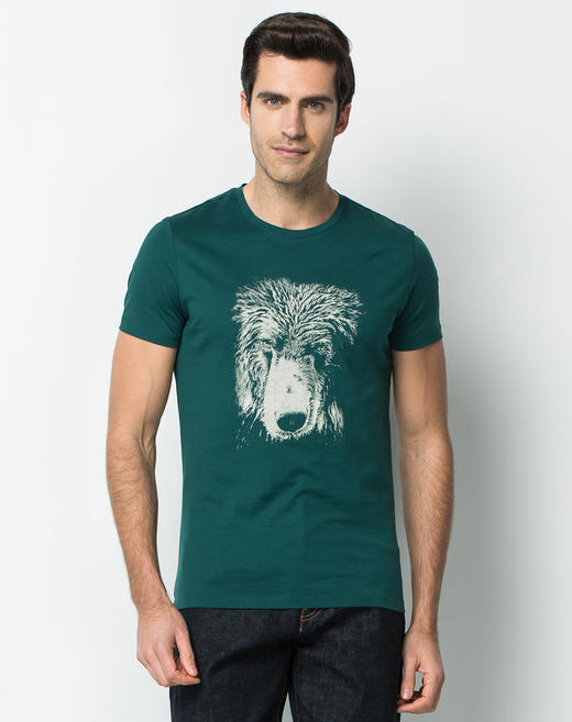 Marco Azzali 墨绿印花圆领T恤 T3676700 商品图1